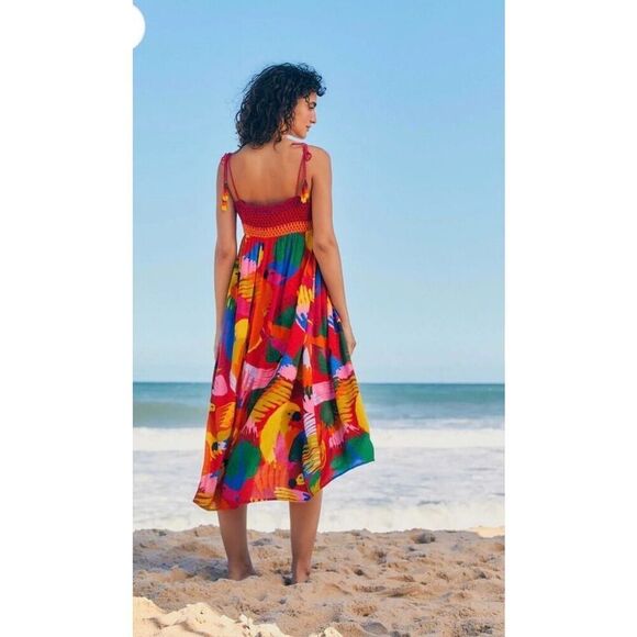 Anthropologie Farm Rio Macaw Party Crochet Cover Up Dress Large L NEW - Picture 2 of 7